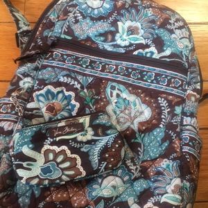 Vera Bradley backpack and ID holder Blue and Brown